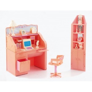 Living Pretty Barbie; Roll top desk & Bookcase, 1989