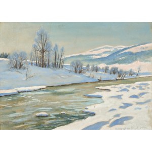 Mieczysław FILIPKIEWICZ (1891-1951), Pejzaż zimowy z rzeką