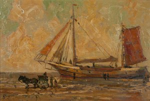 Rudolf Priebe (1889 - 1956 Rudolfstadt), Kuter rybacki na plaży