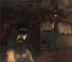 Jerzy Kołacz (1938-2009), Autoportret z wieżą w tle
