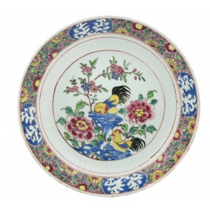 Talerz z kogutami, Chiny, okres Yongzheng (1723-1735)