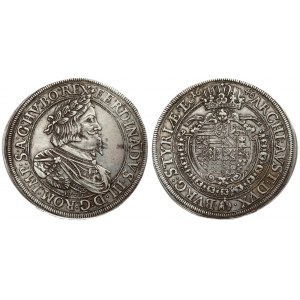 Austria 1 Thaler 1646 Graz. Ferdinand III(1637-1657). Averse: Plain inner circles. Reverse: Date above crown. Silver...