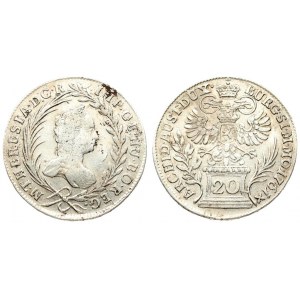 Austria 20 Kreuzer 1761 X Maria Theresa(1740-1780). Averse: Bust right within wreath of laurel and palm. Reverse...
