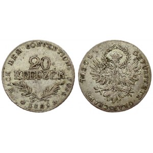Austria TYROL 20 Kreuzer 1809. Averse: Crowned eagle; wreath encircles head. Reverse: Denomination above spray. Silver...