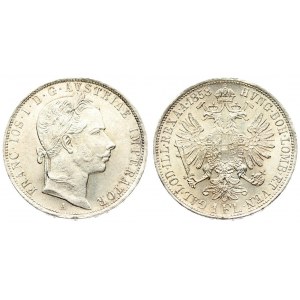 Austria 1 Florin 1858A Franz Joseph I(1848-1916). Averse: Laureate head right. Reverse: Crowned imperial double eagle...