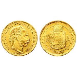 Austria Hungary 8 Forint 20 Francs 1870 GYF Franz Joseph I(1848-1916). Averse: Laureate head right. Reverse...