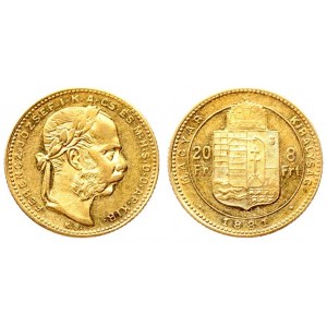 Austria Hungary 8 Forint 20 Francs 1881 KB Franz Joseph I(1848-1916). Averse: Laureate head right. Reverse...