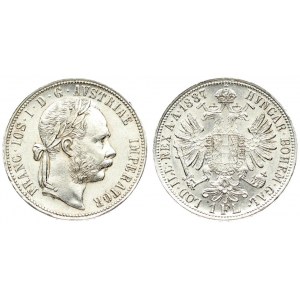Austria 1 Florin 1887 Franz Joseph I(1848-1916). Averse: Laureate head right. Reverse: Crowned imperial double eagle...