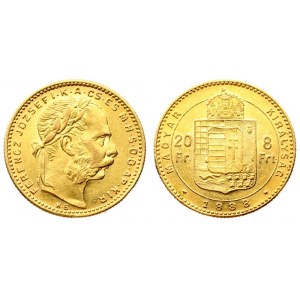 Austria Hungary 8 Forint 20 Francs 1888 KB Franz Joseph I(1848-1916). Averse: Laureate head right. Reverse...