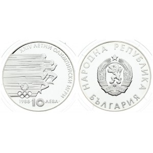 Bulgaria 10 Leva 1988 Averse: National arms. Reverse: Sprinters; denomination and date below. Silver...