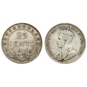 Canada NEWFOUNDLAND 25 Cents 1919C Averse: Crowned bust left. Reverse: Denomination and date within circle. Silver...