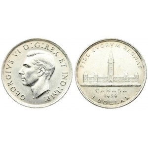 Canada 1 Dollar 1939 Royal Visit. Averse: Head left. Reverse: Tower at center of building; date and denomination below...