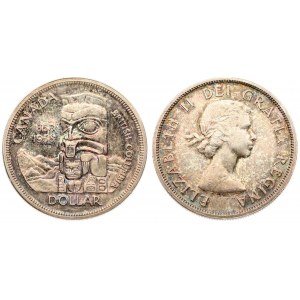 Canada 1 Dollar 1858-1958 British Columbia. Averse: Laureate bust right. Reverse: Totem Pole; dates at left...