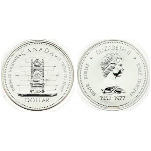 Canada 1 Dollar 1952-1977 Silver Jubilee. Averse: Young bust right; dates below. Reverse: Throne; denomination below...