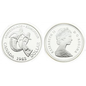 Canada 1 Dollar 1983 Edmonton University Games. Averse: Young bust right. Reverse: Athlete within game logo...