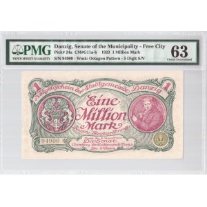 Germany Danzig 1 Million Mark 1923 Banknote Pick#24a. CM#G11a-b. № 94900...
