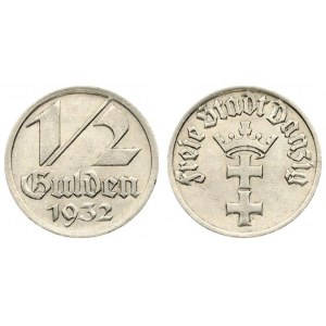 Germany Danzig 1/2 Gulden 1932 Averse: Crowned vertical crosses. Reverse: Denomination above date. Nickel...