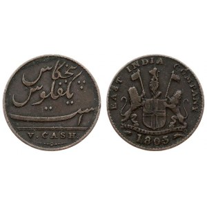 Great Britain East India MADRAS PRESIDENCY 5 Cash 1803 Averse: Large letters; E.I. Co. arms. Averse Legend...