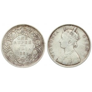 Great Britain India 1 Rupee 1862 Victoria(1837-1901). Averse: Crowned bust left. Averse Legend: VICTORIA QUEEN. Reverse...