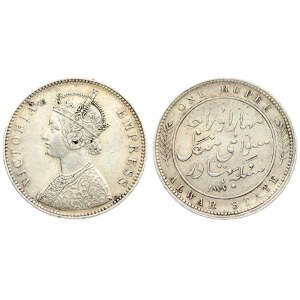 Great Britain India  ALWAR 1 Rupee (1877) Averse: Crowned bust left. Averse Legend: VICTORIA EMPRESS. Reverse...