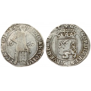 Netherlands KAMPEN 1 Silver Ducat 1660 Averse: Knight standing holding sword and shield divides date. Averse Legend: MO...