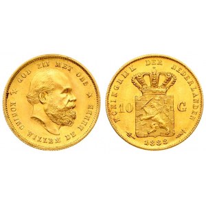 Netherlands 10 Gulden 1888 William III(1849-1890). Averse: Head right. Averse Legend: KONING WILLEM DE DERDE ...