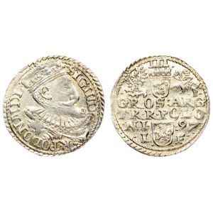 Poland 3 Groszy 1597 Olkusz. Sigismund III Vasa (1587-1632). Crown coins. Averse: Crowned bust right. Reverse: Value...