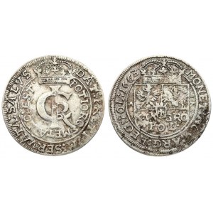 Poland 1 Gulden (Tymf) 1663 AT Krakow. John II Casimir Vasa (1649–1668). Averse: Crowned monogram. Reverse...