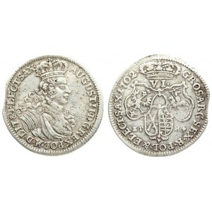 Poland 6 Groszy 1702 EPH August II(1697–1733). Averse: Small crowned bust of August II right. Reverse...