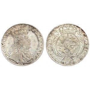 Poland 1 Ort  1754 EC August III (1733–1763). Averse: Crowned bust right. Averse Legend...