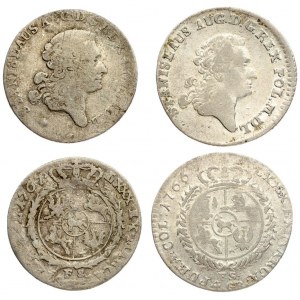 Poland 4 Groszy 1766 &  1767 FS Stanislaus Augustus(1764–1795). Averse: Crowned bust right. Reverse: Crowned; round 4...