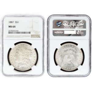 USA Morgan 1 Dollar 1887 Philadelphia. Averse legend: E. PLURIBUS. UNUM // (DATE). Averse description...