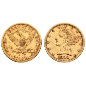 USA 5 Dollars 1899 S San Francisco. Liberty / Coronet Head - Half Eagle With motto. Averse...