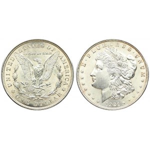 USA 1 Dollar 1921 'Morgan Dollar' Philadelphia. Averse: Liberty head; facing left. Lettering...