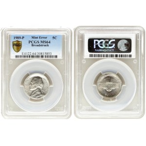 USA 5 Cents 1989 P Error Mint. Philadelphia Mint. Jefferson / Monticello. United States Jefferson. Pre...