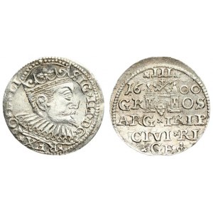 Latvia 3 Groszy 1600 Riga. Sigismund III Vasa (1587-1632). Averse: Crowned bust right. Reverse: Value; divided date...