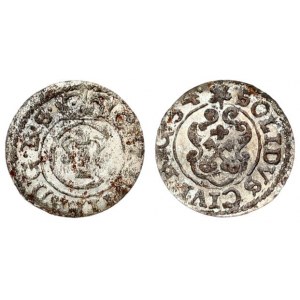Latvia 1 Solidus 1654 Riga. Christina(1632-1654). Averse: Crowned C with Vasa arms within inner circle. Averse Legend...