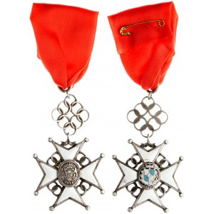 Latvia Order of the Cross (1938) of Recognition Fourth Class breast badge; suspension ring hallmarked; in silver...