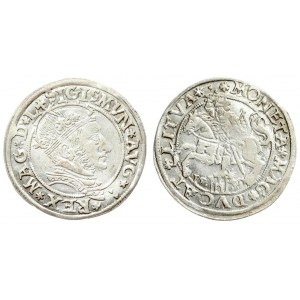 Lithuania 1 Grosz 1545 (SIGISMVN). Sigismund II Augustus (1545-1572). Lithuanian coins Vilnius; inscriptions ending L ...