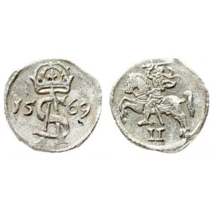 Lithuania 2 Denar 1569 Vilnius. Sigismund II Augustus (1545-1572) - Lithuanian coins 1569 Vilnius. Silver. Cesnulis...