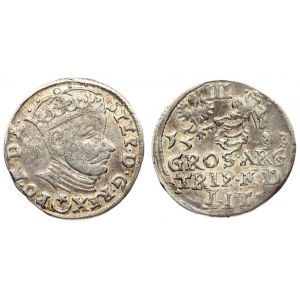 Lithuania 3 Groszy 1583 Vilnius. Stephen Bathory(1576–1586). Averse: Crowned bust right. Reverse: Value;  divided date...