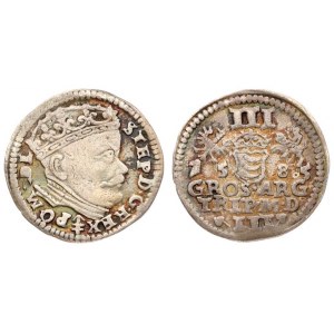 Lithuania 3 Groszy 1585 Vilnius. Stephen Bathory(1576–1586). Averse: Crowned bust right. Reverse: Value;  divided date...