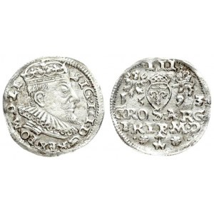 Lithuania 3 Groszy 1593 Vilnius. Sigismund III Vasa (1587-1632). Averse: Crowned bust right. Reverse: Value...