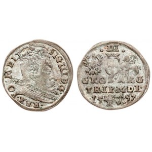 Lithuania 3 Groszy 1597 Vilnius. Sigismund III Vasa (1587-1632)  Averse: Crowned bust right. Reverse: Value...