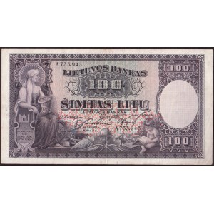 Lithuania  100 Litu 1928 Banknote Pick#25a. № A735.943