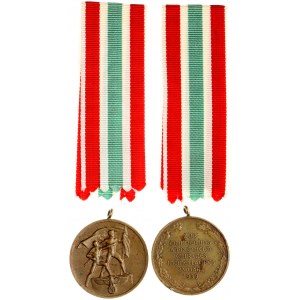 Lithuania THIRD REICH Medal 1939 Homecoming of the Memelland.  Averse: 2 athletes with flags on podium r. Reverse...