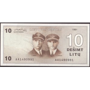Lithuania 10 Litu 1991 Banknote P#47 № AA1490991