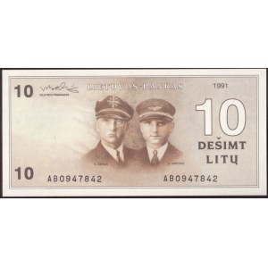 Lithuania 10 Litu 1991 Banknote P#47 № AB0947842
