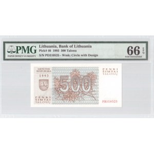 Lithuania 500 Talonu 1993 Banknote Bank of Lithuania. S/N  PD310525. Pick#46...