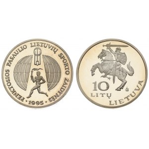 Lithuania 10 Litų 1995 LMK 5th World Sport Games. Averse: National arms and value. Reverse...